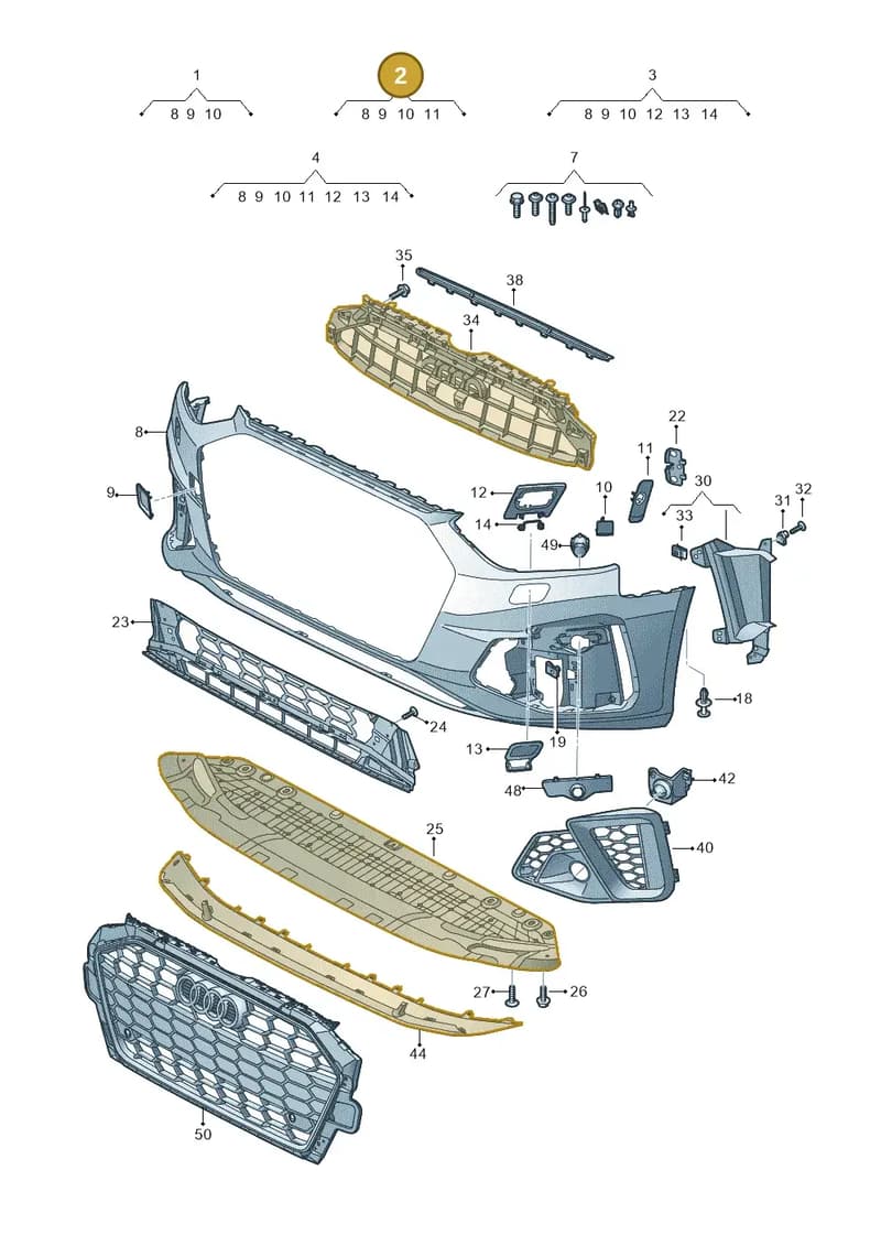 8W0807065BFGRU — Audi A4 (2015-2025) diagram 849807170, position 2