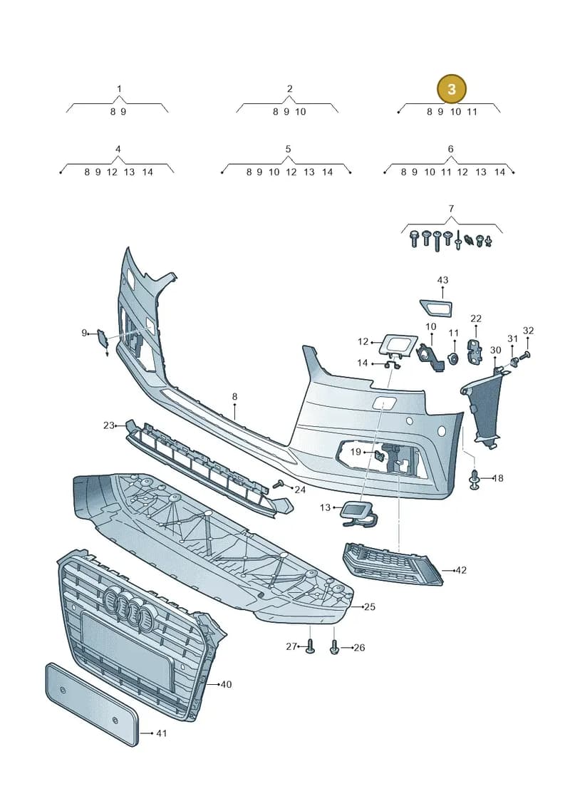 8W0807065HGRU — Audi A4 (2015-2025) diagram 849807150, position 3