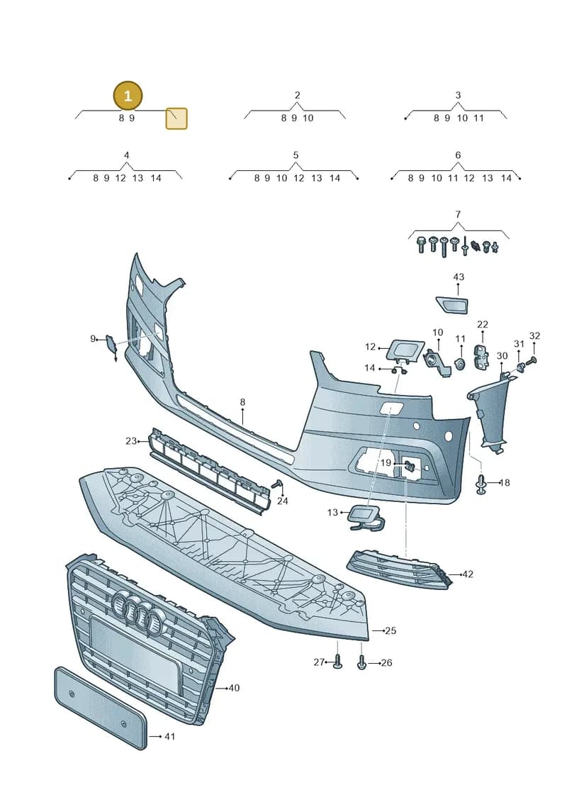 8W0807065MGRU — Audi A4 (2015-2025) diagram 849807100, position 1