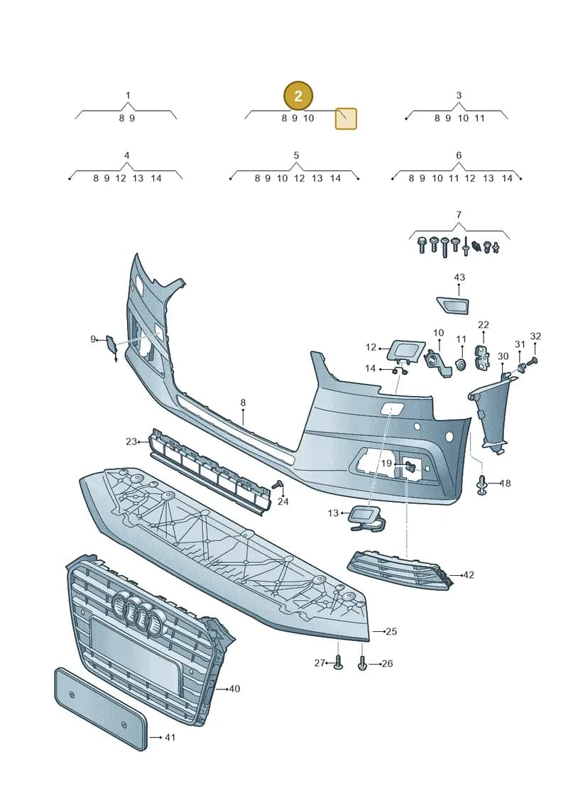 8W0807065NGRU — Audi A4 (2015-2025) diagram 849807100, position 2