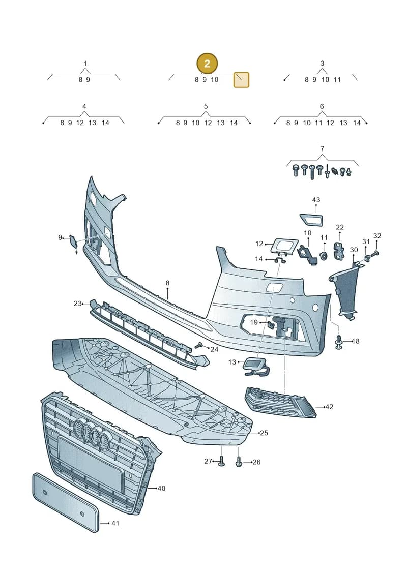 8W0807065SGRU — Audi A4 (2015-2025) diagram 849807150, position 2