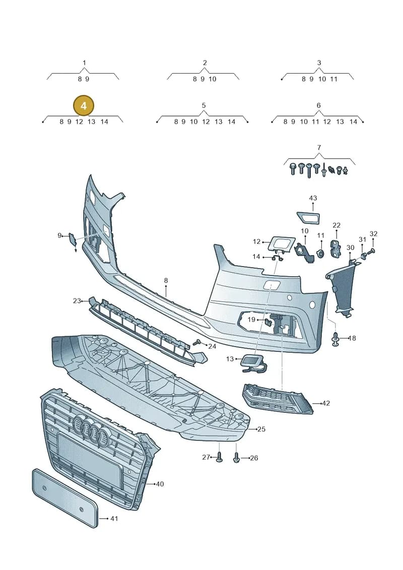 8W0807065TGRU — Audi A4 (2015-2025) diagram 849807150, position 4