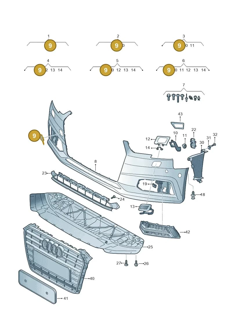 8W0807241AGRU — Audi A4 (2015-2025) diagram 849807150, position 9