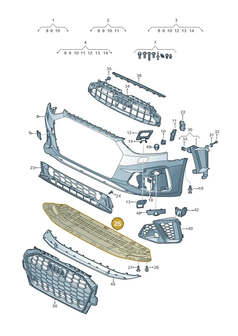 8W0807611F — Audi A4 (2015-2025) diagram 849807170, position 25