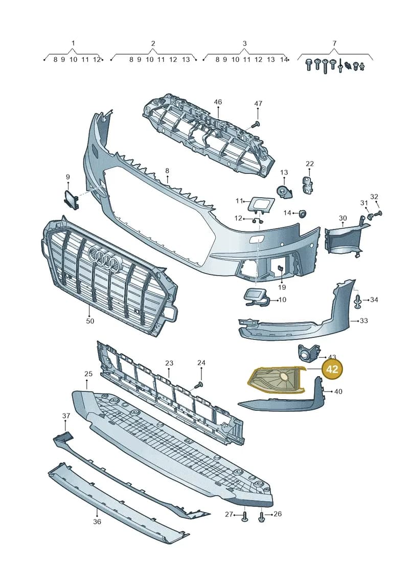 8W0807682AR9B9 — Audi A4 (2015-2025) diagram 849807210, position 42