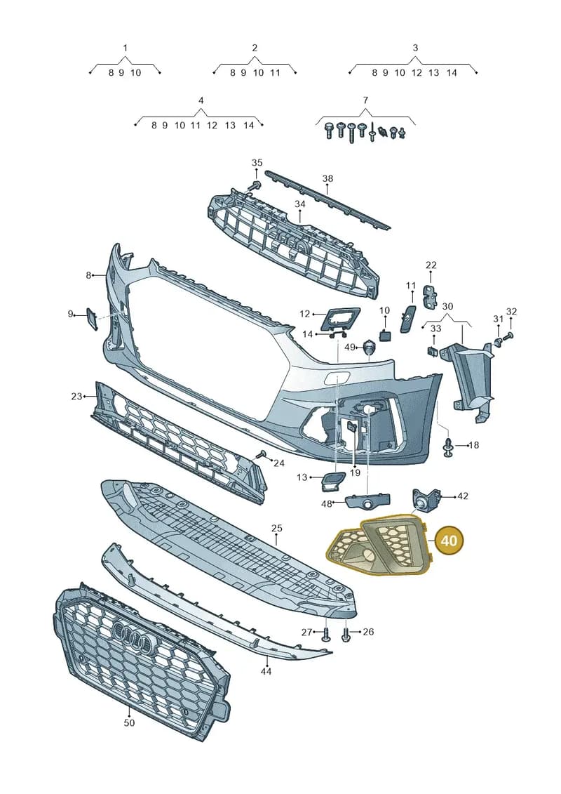 8W0807682BBT94 — Audi A4 (2015-2025) diagram 849807170, position 40