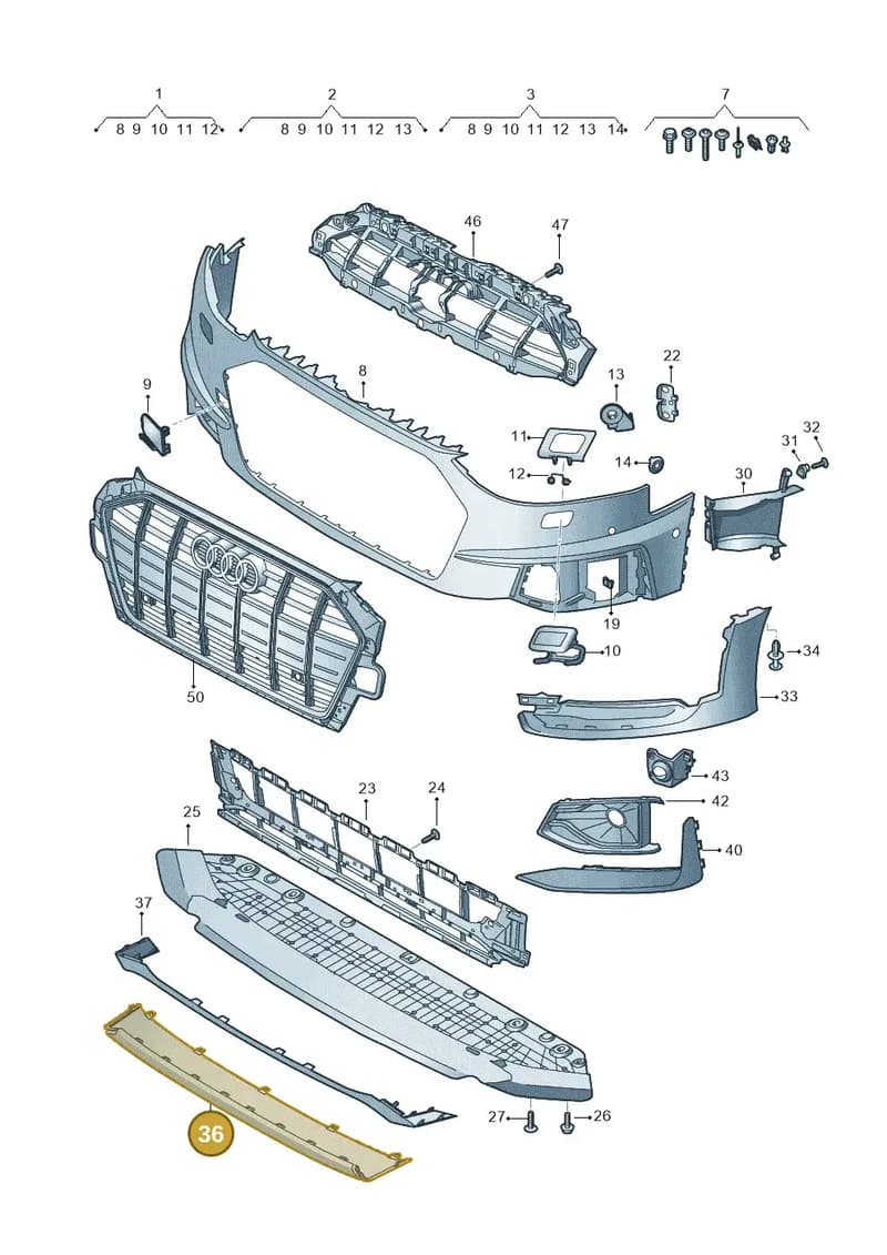 8W0807733AIX3 — Audi A4 (2015-2025) diagram 849807210, position 36