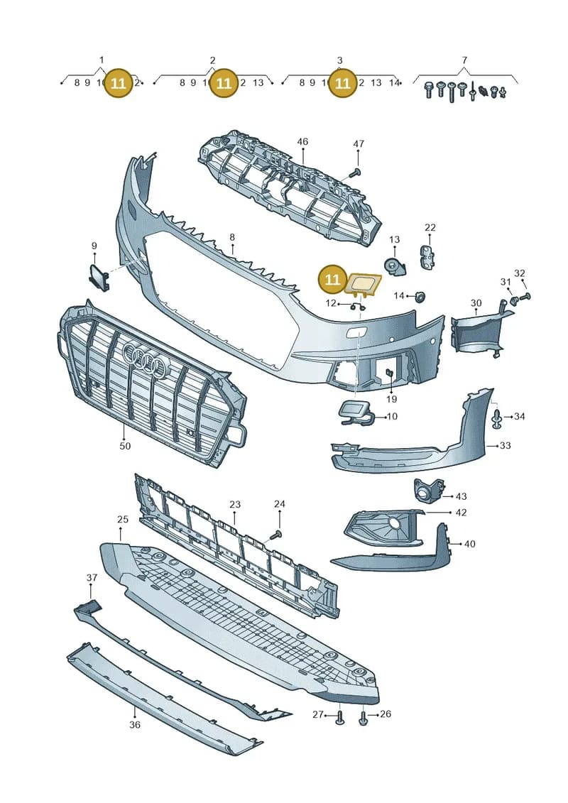 8W0807788G — Audi A4 (2015-2025) diagram 849807210, position 11