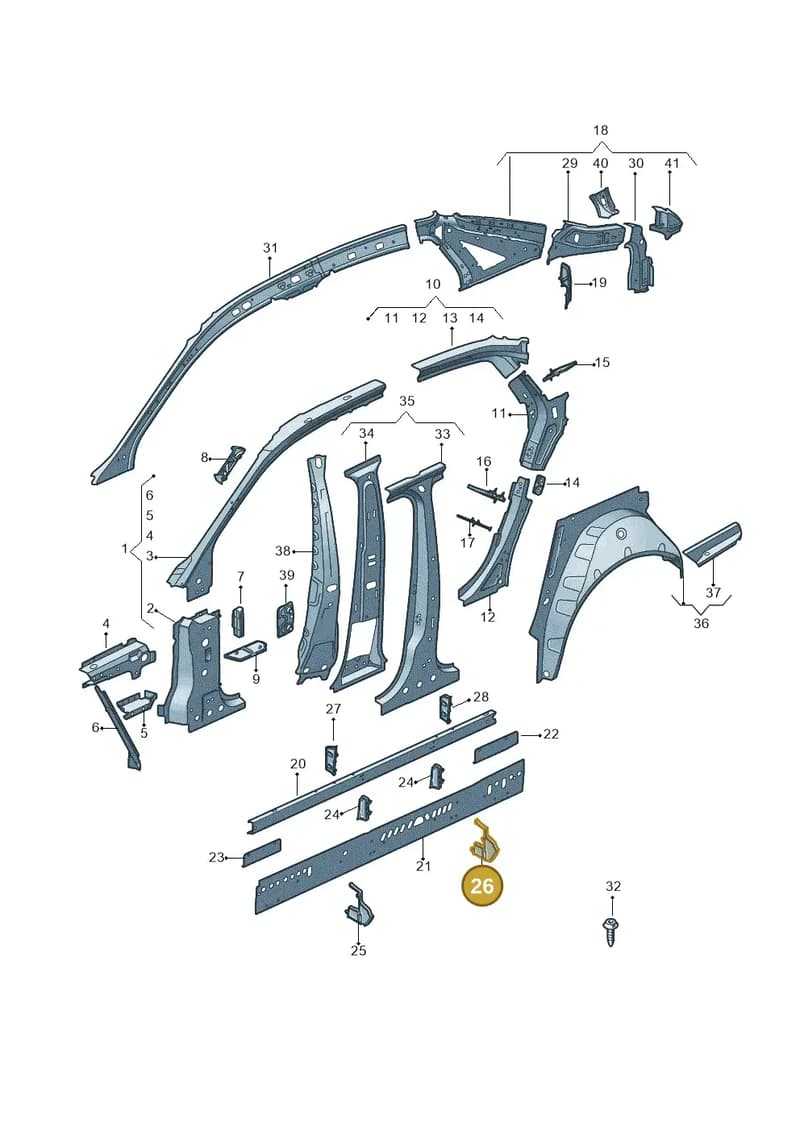 8W0809026A — Audi A4 (2015-2025) diagram 849809000, position 26