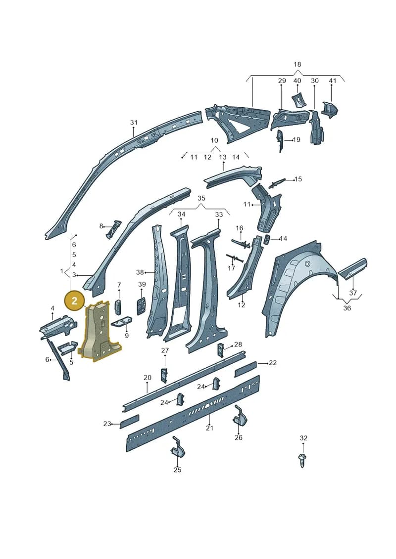 8W0809055 — Audi A4 (2015-2025) diagram 849809000, position 2