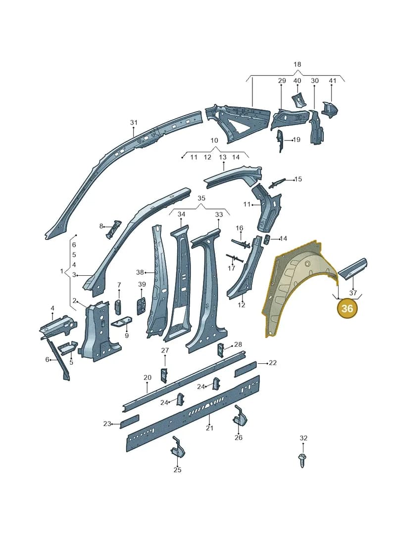 8W0809410TA — Audi A4 (2015-2025) diagram 849809000, position 36