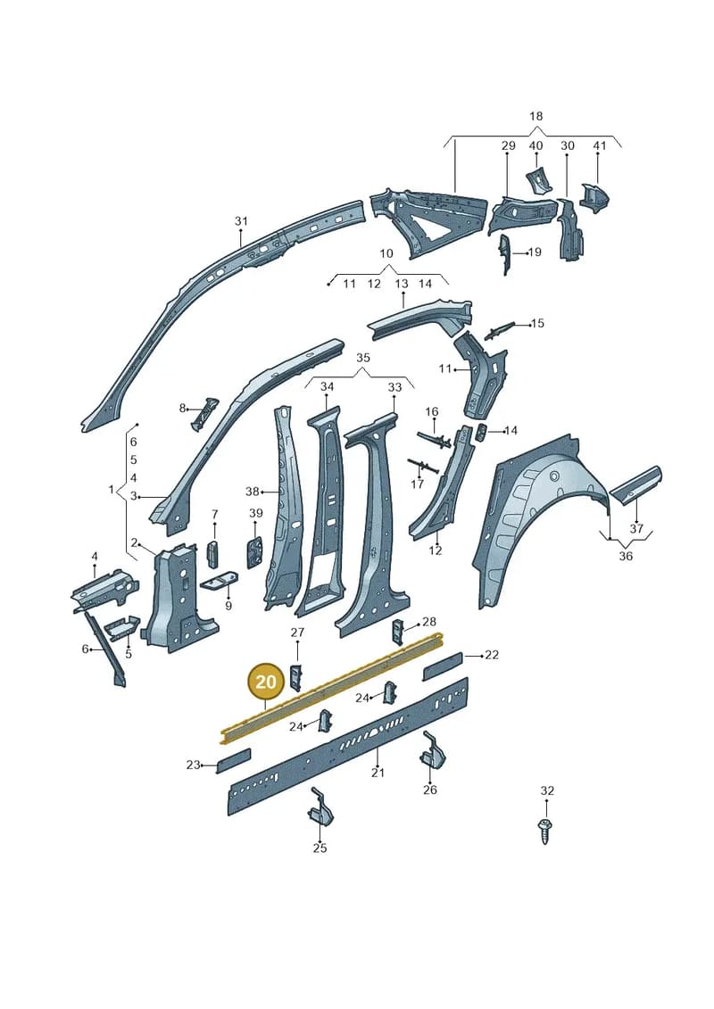 8W0809755 — Audi A4 (2015-2025) diagram 849809000, position 20