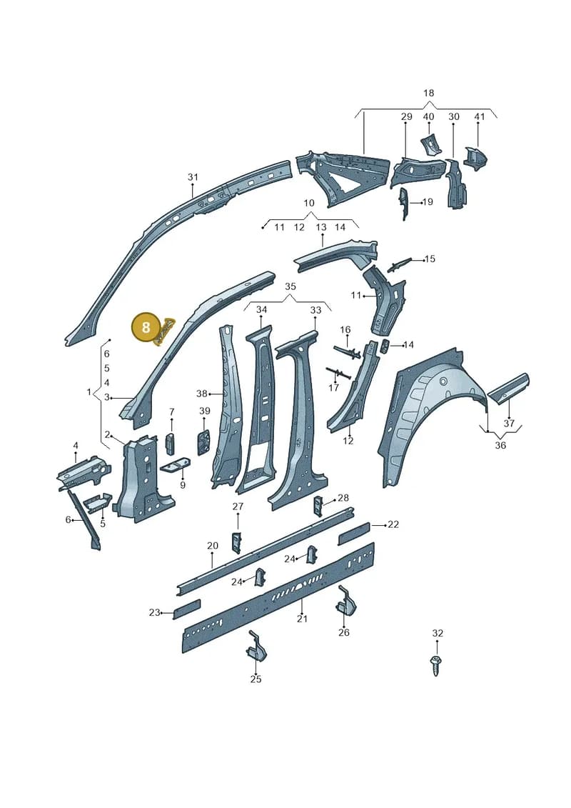 8W0810375A — Audi A4 (2015-2025) diagram 849809000, position 8