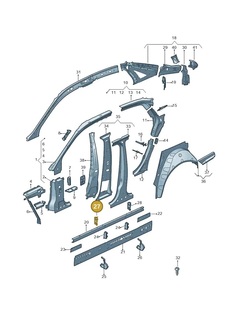8W0810729 — Audi A4 (2015-2025) diagram 849809000, position 27