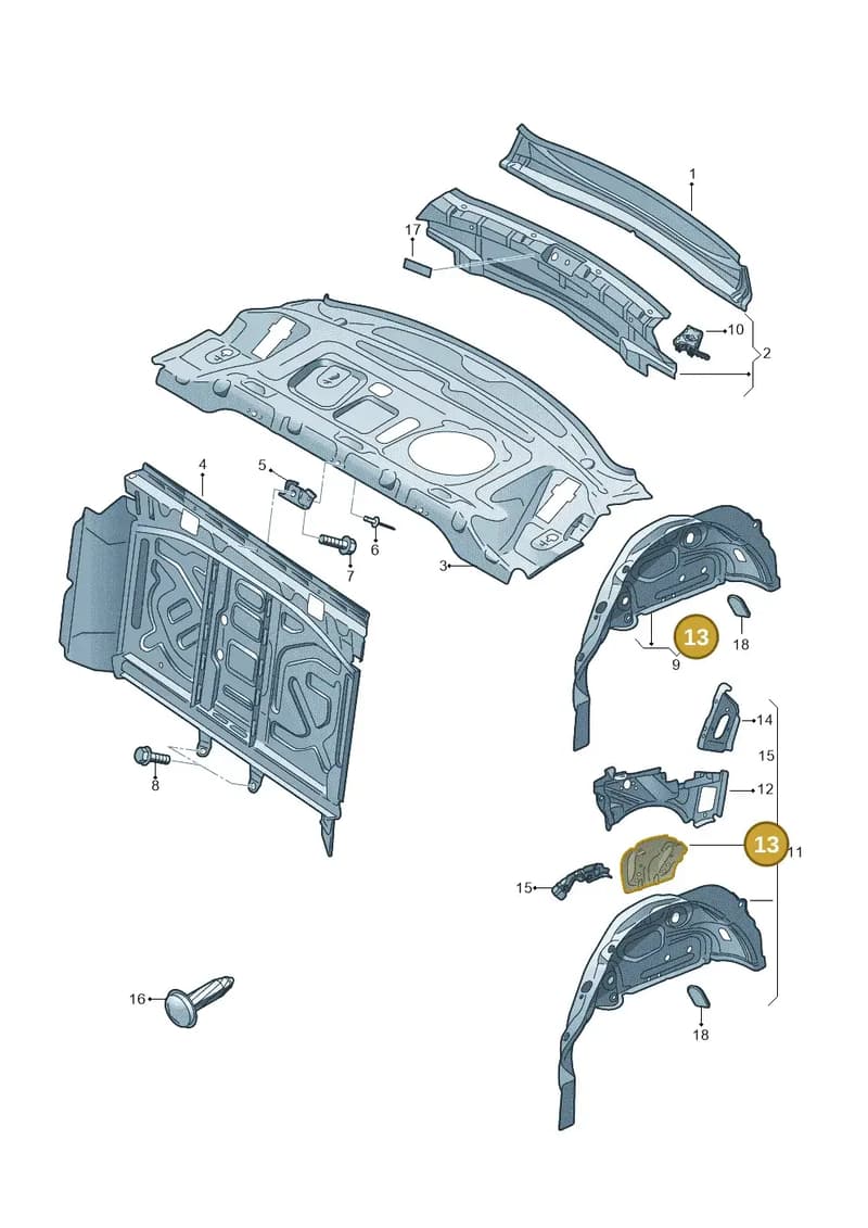 8W0810887A — Audi A4 (2015-2025) diagram 849813000, position 13