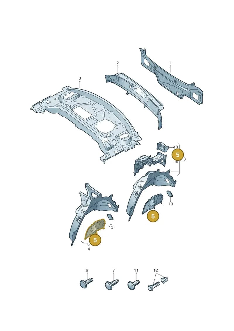 8W0810887A — Audi A5 Sportback (2016-2025) diagram 897813000, position 5