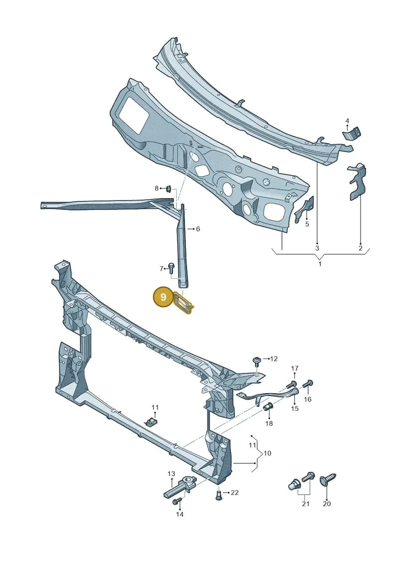 8W0819143B — Audi A5 Cabriolet (2016-2025) diagram 848805000, position 9
