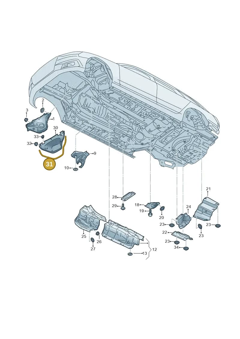 8W0819532A — Audi RS4 Avant (2017-2025) diagram 438804000, position 31