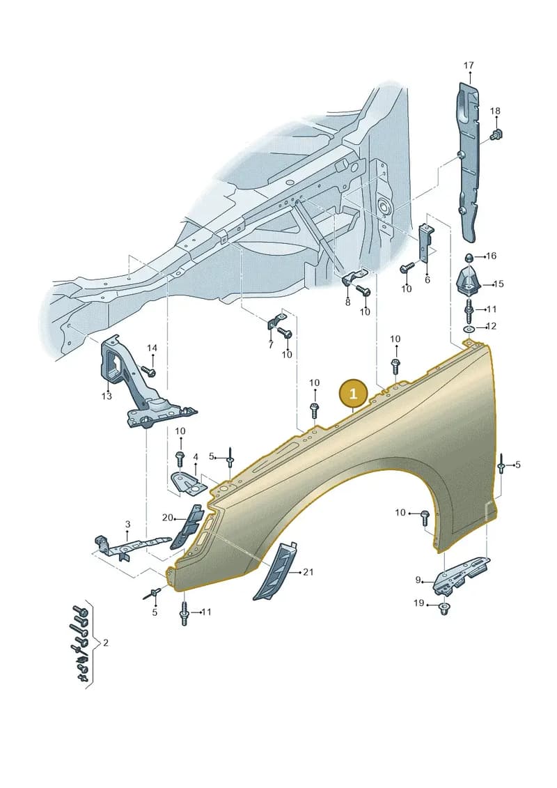 8W0821105C — Audi RS4 Avant (2017-2025) diagram 438821000, position 1