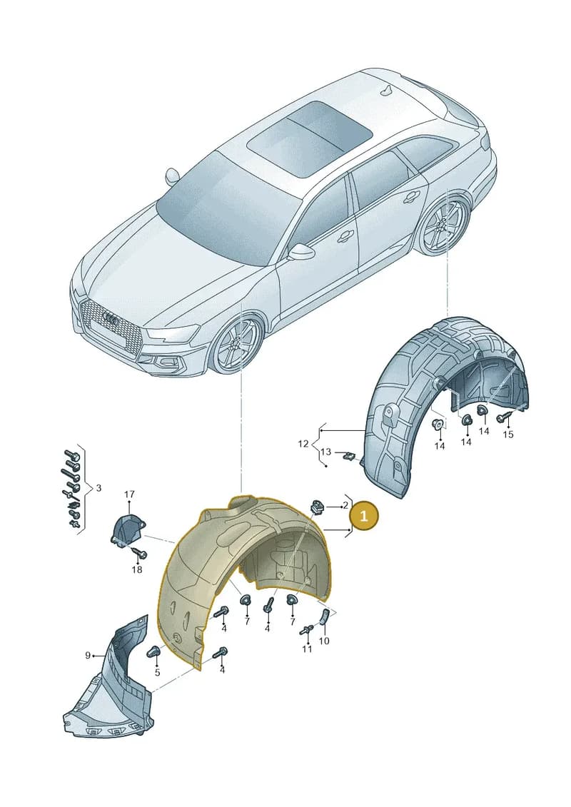 8W0821172J — Audi RS4 Avant (2017-2025) diagram 438821500, position 1