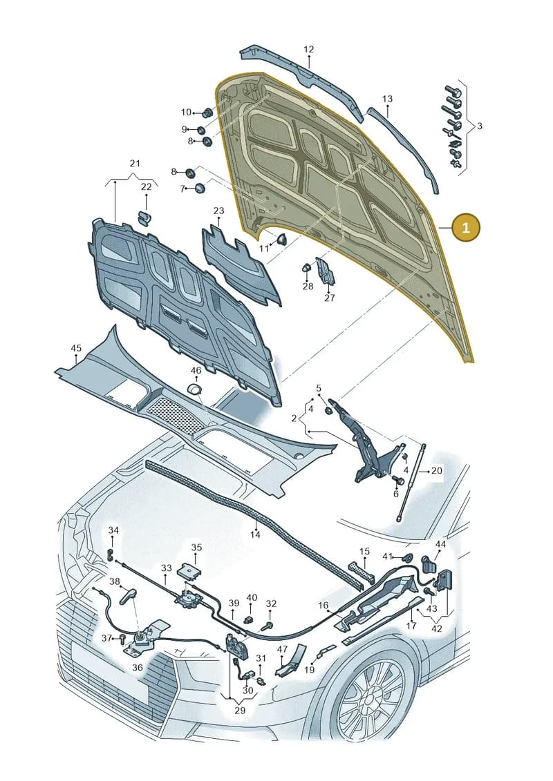 8W0823029A — Audi RS4 Avant (2017-2025) diagram 438823000, position 1