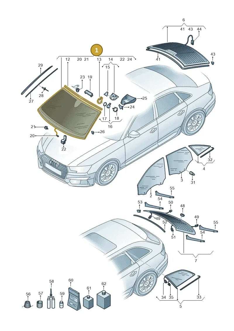 8W0845099AGNVB — Audi A4 (2015-2025) diagram 849845100, position 1