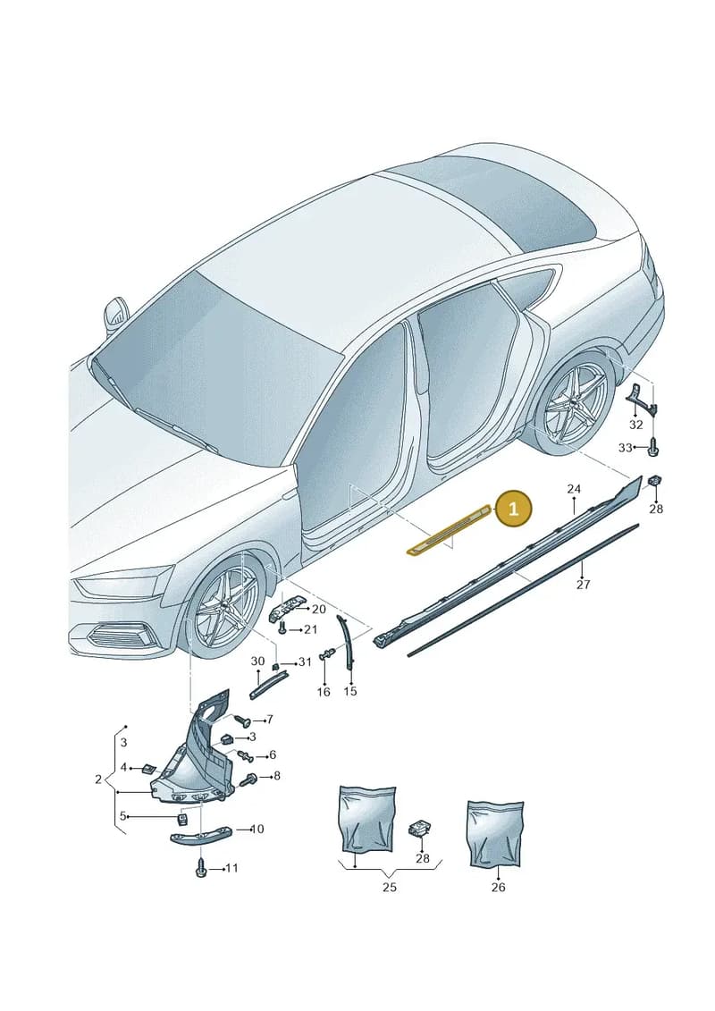 8W0853373F9B9 — Audi A5 Sportback (2016-2025) diagram 897853050, position 1