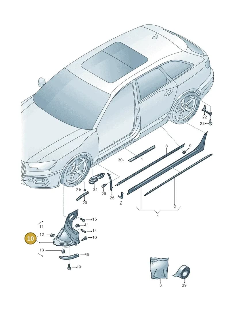 8W0853887K — Audi RS4 Avant (2017-2025) diagram 438853000, position 10