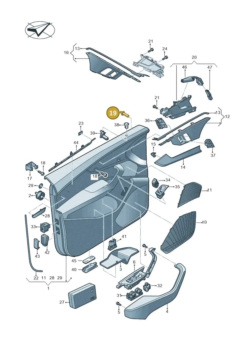 8W0860385A — Audi RS5 Sportback (2017-2025) diagram 847867010, position 19