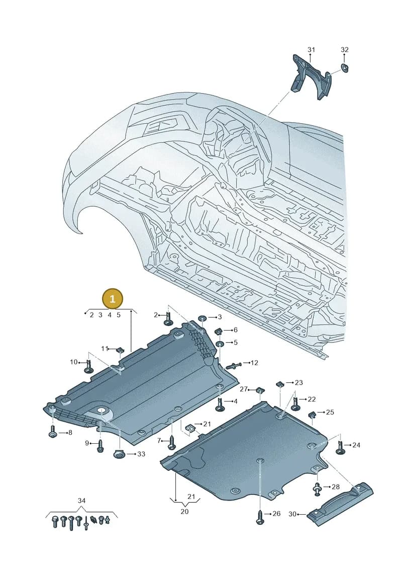 8W0863821F — Audi A5 Sportback (2016-2025) diagram 849863250, position 1