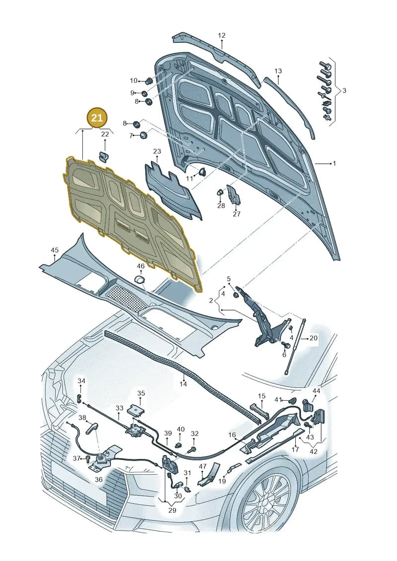 8W0863825B — Audi RS4 Avant (2017-2025) diagram 438823000, position 21