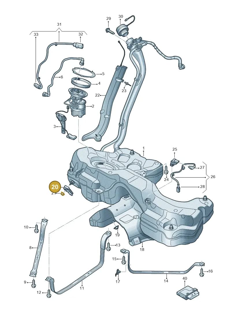 8W0906651C — Audi RS5 Sportback (2017-2025) diagram 847201150, position 20