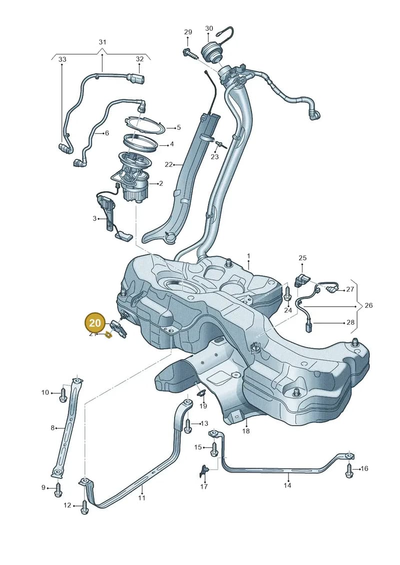 8W0906651C — Audi A5 Cabriolet (2016-2025) diagram 849201025, position 20