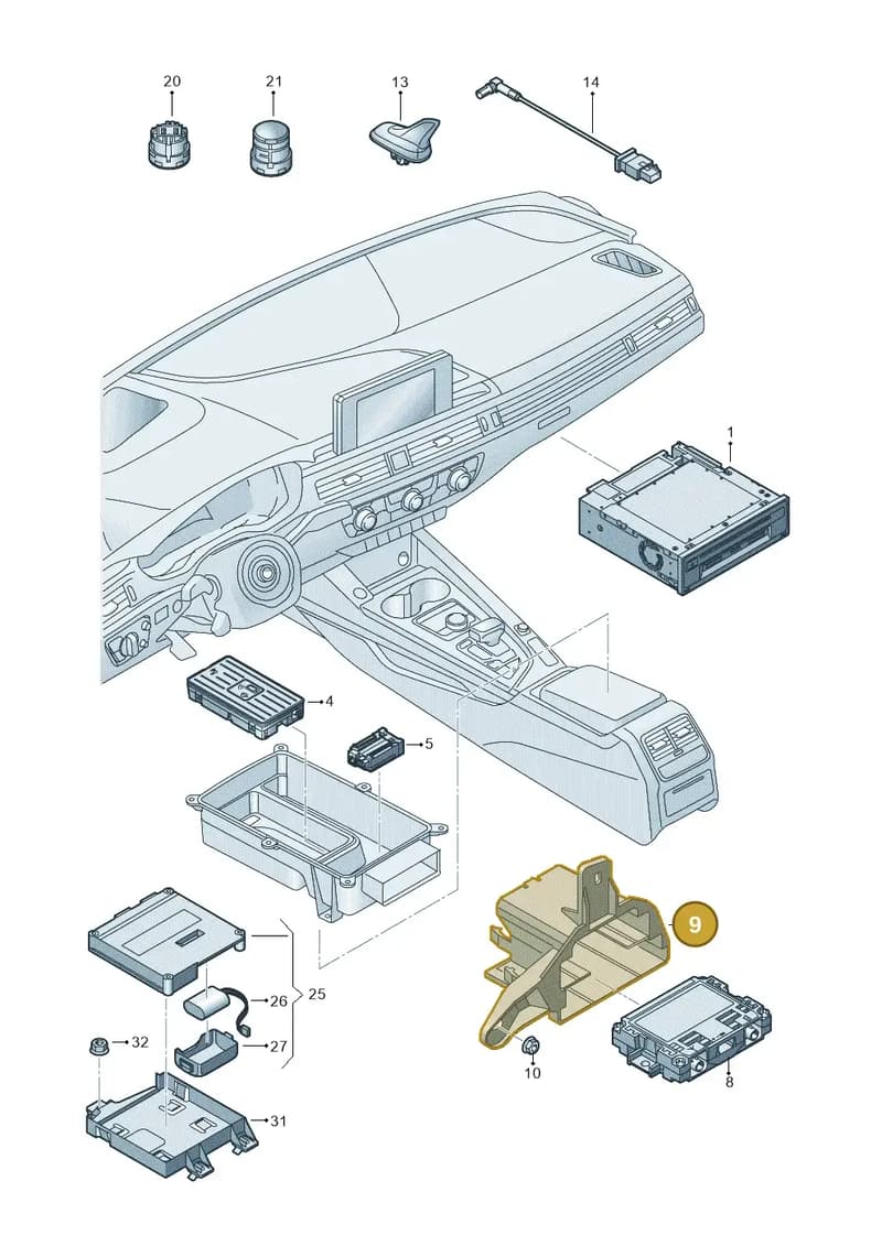8W0907113 — Audi RS4 Avant (2017-2025) diagram 849035055, position 9