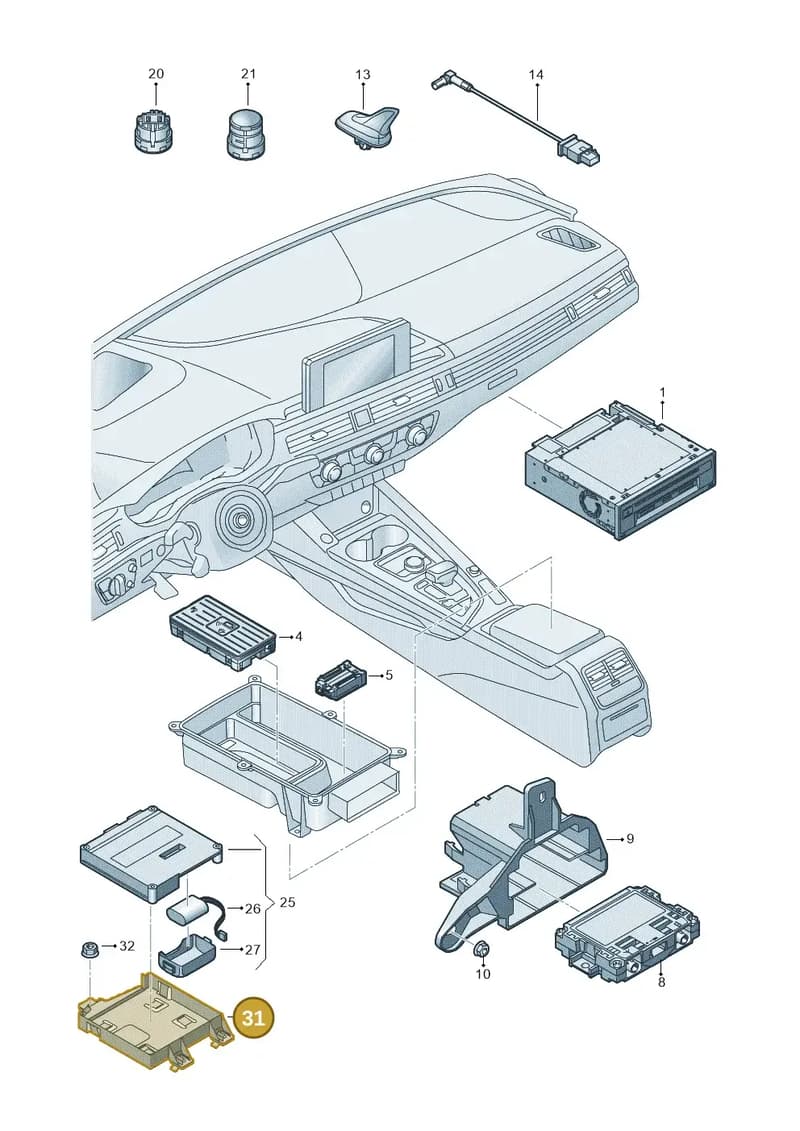8W0907239E — Audi RS4 Avant (2017-2025) diagram 849035055, position 31