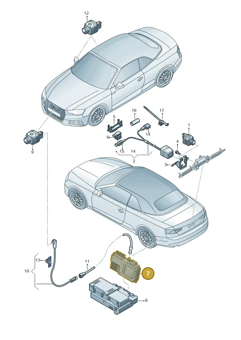 8W0907428 — Audi A5 Cabriolet (2016-2025) diagram 848907450, position 7