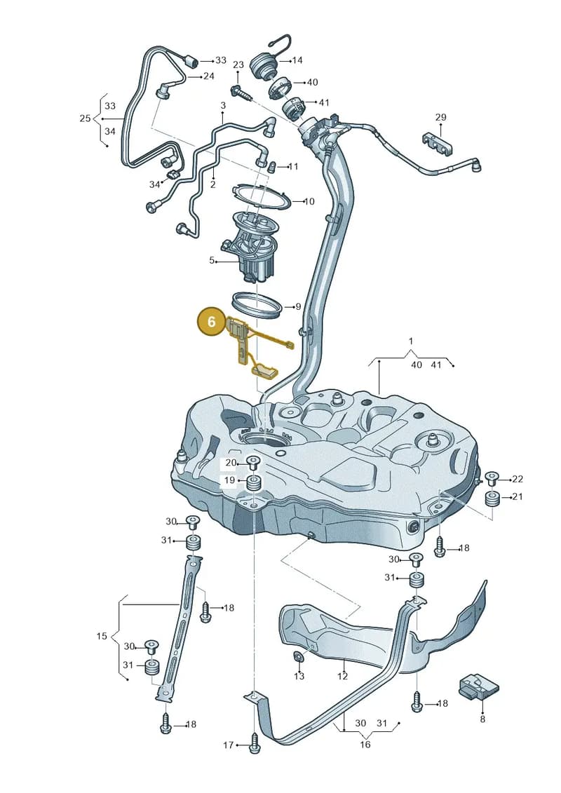 8W0919047 — Audi A5 Sportback (2016-2025) diagram 897201050, position 6