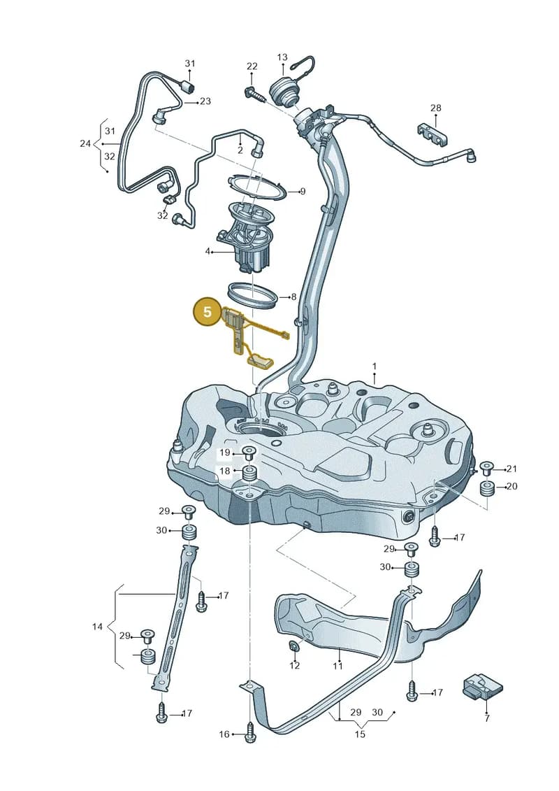 8W0919047 — Audi A5 Sportback (2016-2025) diagram 897201000, position 5