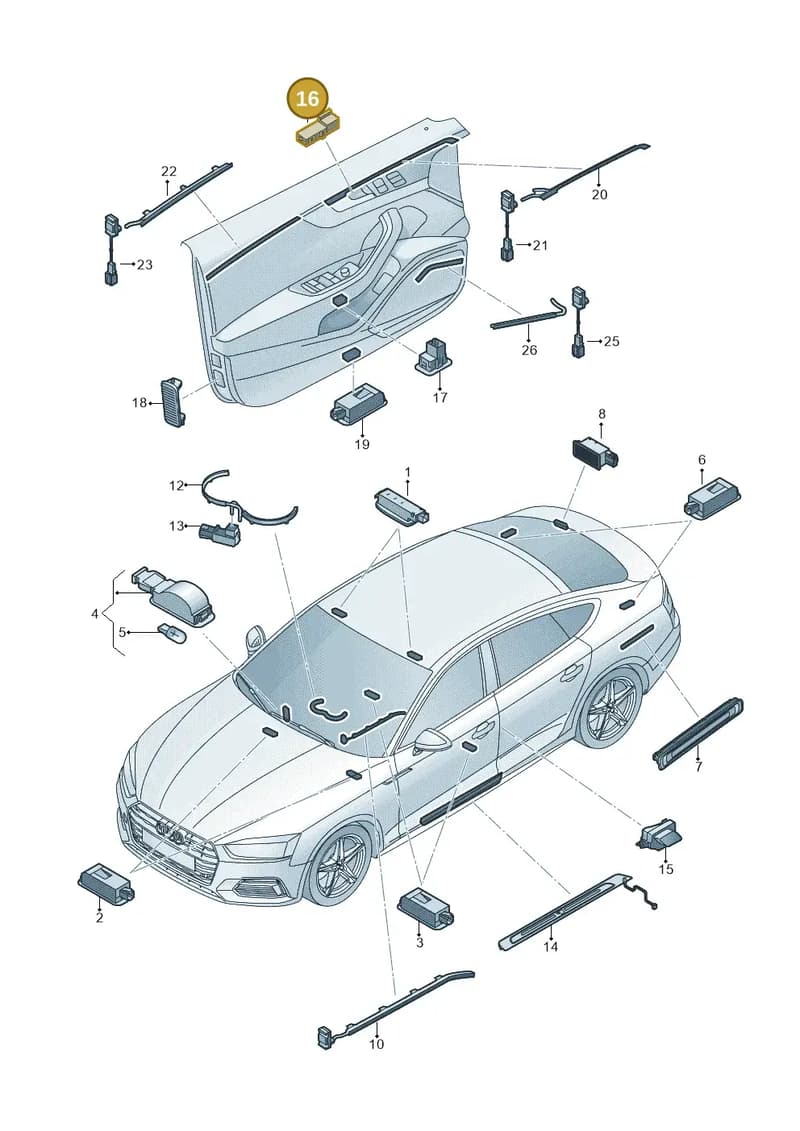 8W0919063 — Audi RS5 Sportback (2017-2025) diagram 897947100, position 16