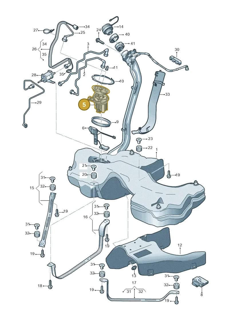 8W0919088J — Audi A5 Sportback (2016-2025) diagram 897201150, position 5