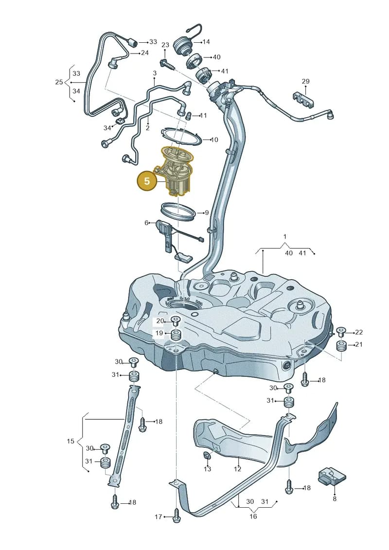 8W0919088K — Audi A5 Sportback (2016-2025) diagram 897201050, position 5
