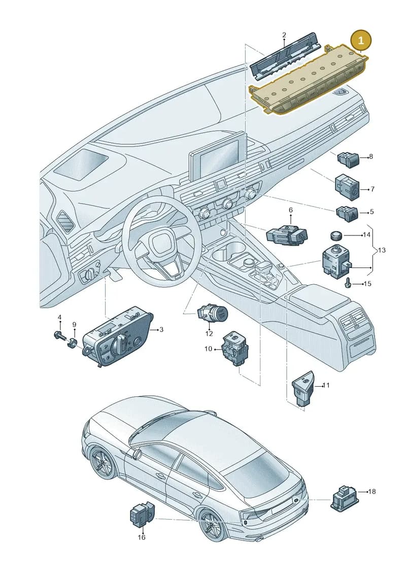 8W0925301M5PR — Audi RS5 Sportback (2017-) diagram 897941500, position 1