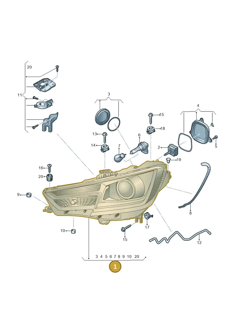 8W0941033D — Audi RS4 Avant (2017-2025) diagram 849941000, position 1