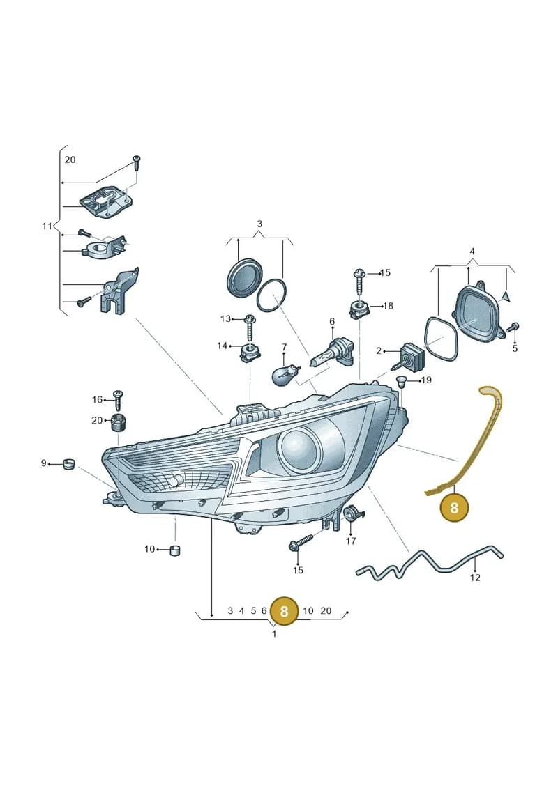 8W0941191 — Audi A4 (2015-2025) diagram 849941000, position 8