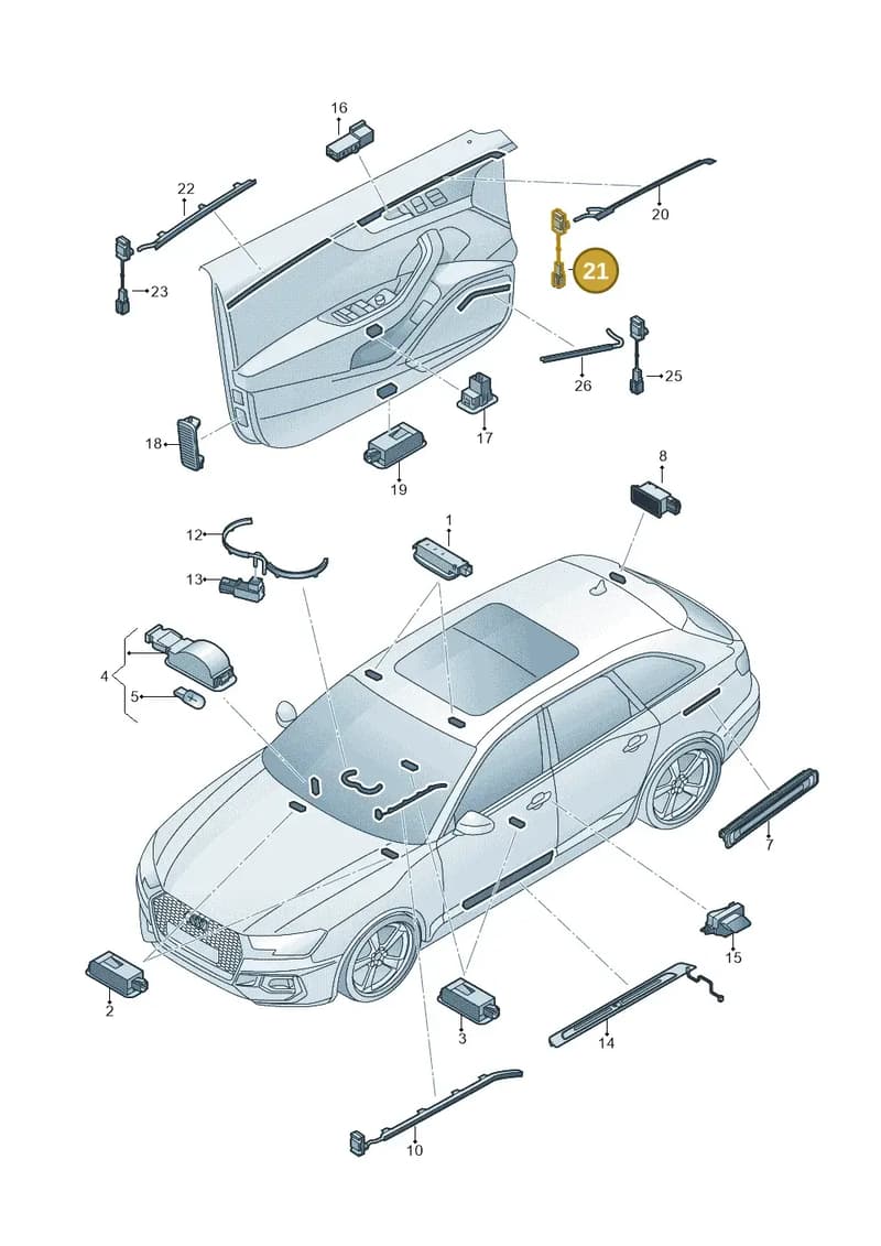 8W0947355G — Audi RS4 Avant (2017-2025) diagram 438947100, position 21