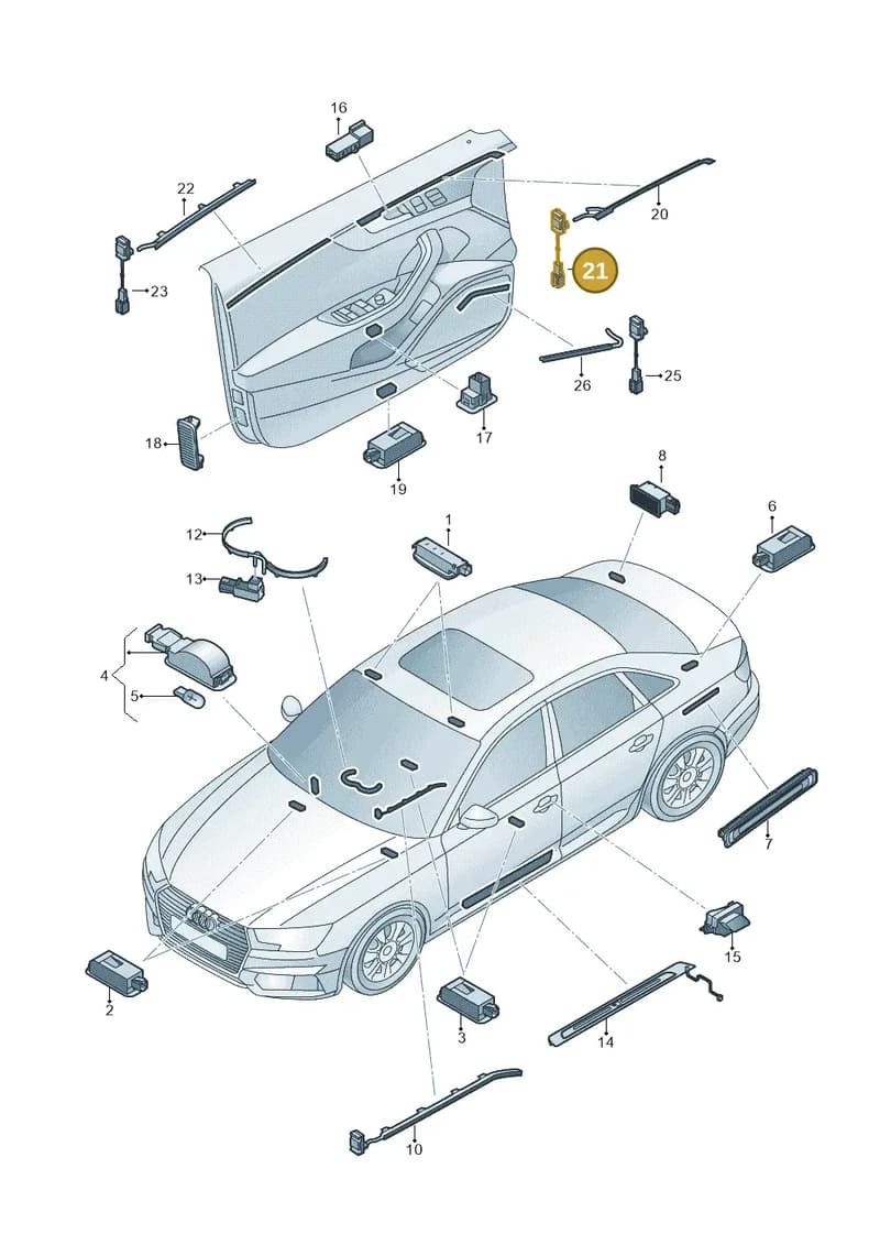 8W0947355H — Audi A4 (2015-2025) diagram 849947100, position 21