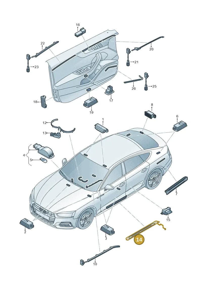 8W0947417C9B9 — Audi RS5 Sportback (2017-2025) diagram 897947100, position 14