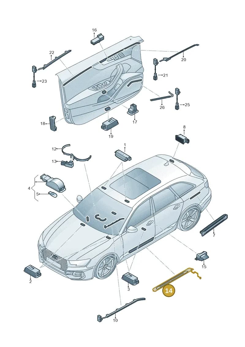 8W0947418B9B9 — Audi RS4 Avant (2017-2025) diagram 438947100, position 14