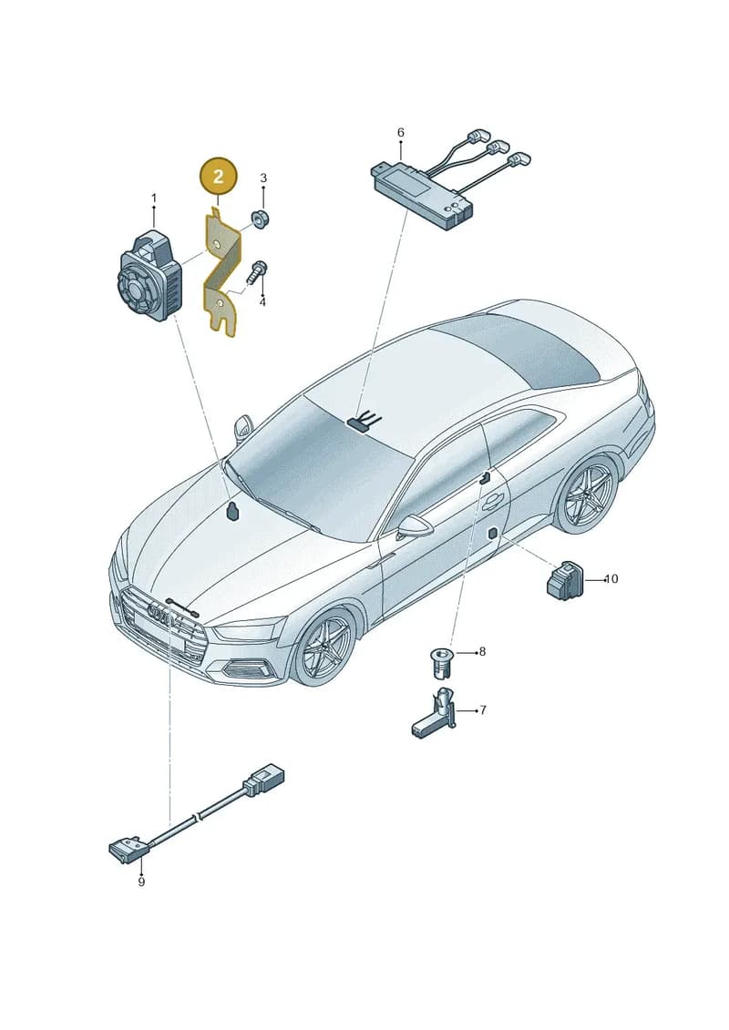 8W0951285A — Audi RS5 Sportback (2017-2025) diagram 897951400, position 2