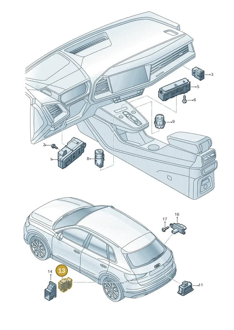8W09595115PR — Audi Q4 Sportback (2021-2022) diagram 89a941500, position 13